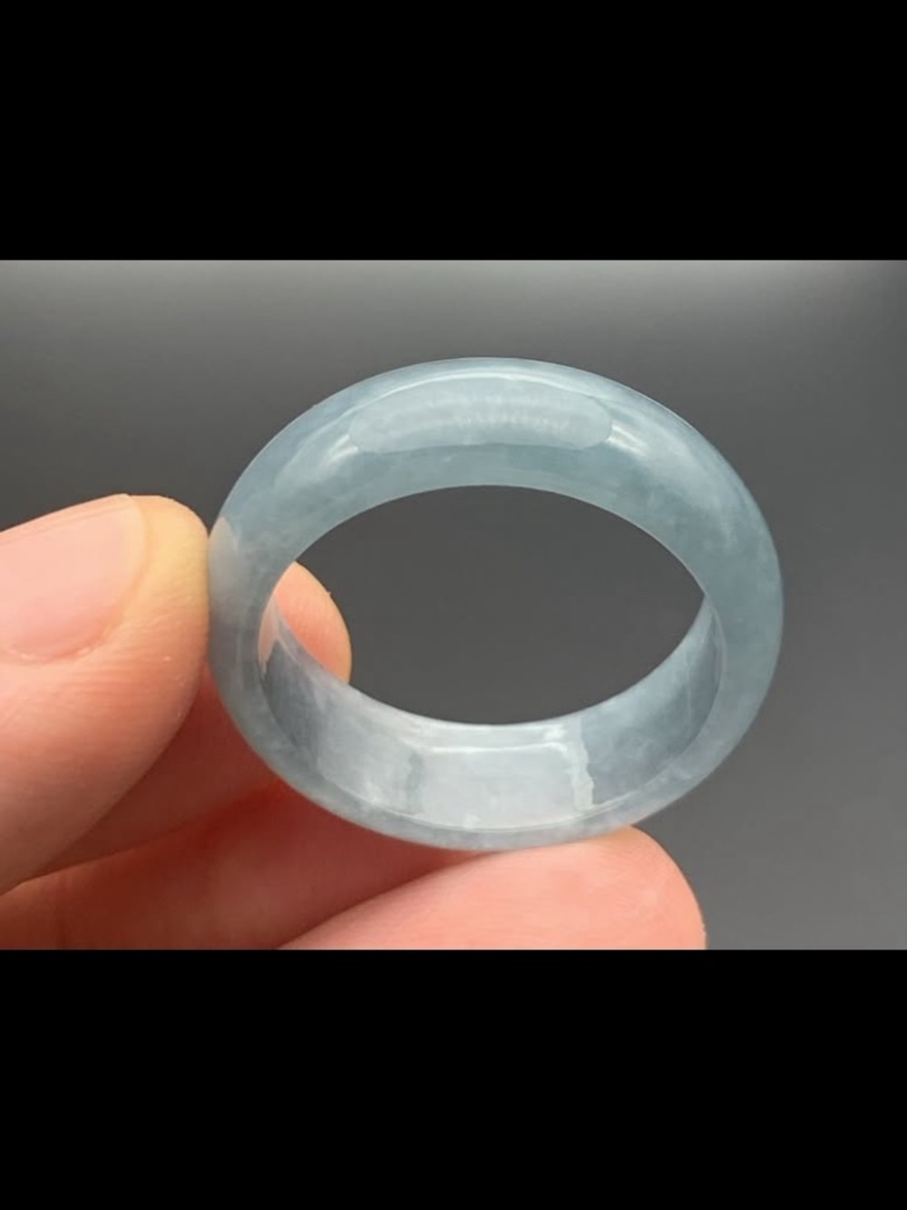 Blue Certificate Jadeite Jewelry Jade luck joyful thin Ring Size11.5